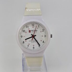 Prestige Medical Unisex Watch 38MM White Dial Cream‎ Plastic Bands New Battery